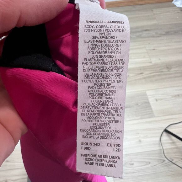 Nike Dri-FIT Padded Sports Bra Pink Black Trim Size 34D - Picture 6 of 7